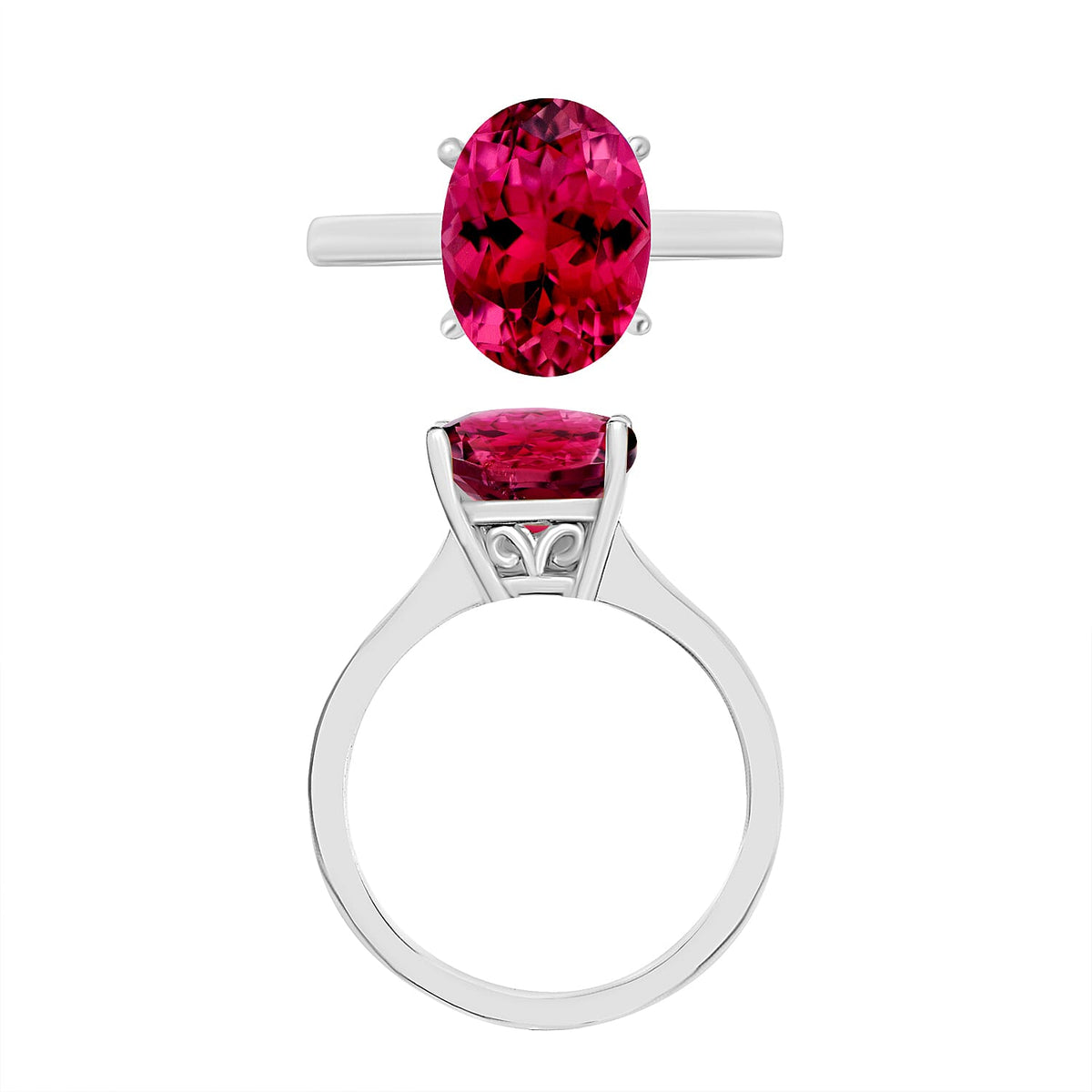 18K White Gold AAA Rubellite Solitaire Ring in Gold Wt. 5.5 grams, 2.530 Ct 8000921 3