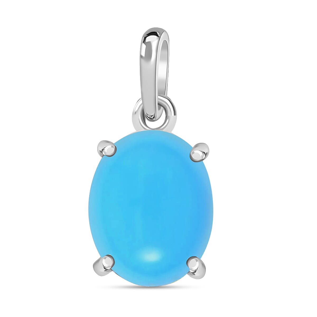 18K White Gold AAA Sleeping Beauty Turquoise Solitaire Pendant in Gold Wt. 2 grams, 2.60 Ct 8000310 0