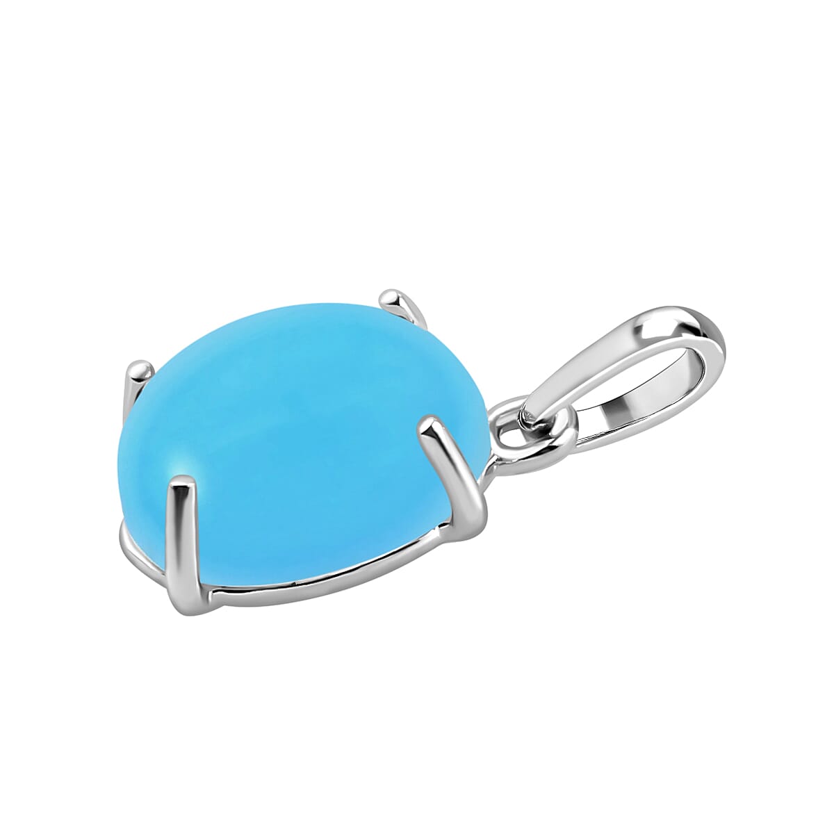 18K White Gold AAA Sleeping Beauty Turquoise Solitaire Pendant in Gold Wt. 2 grams, 2.60 Ct 8000310 2
