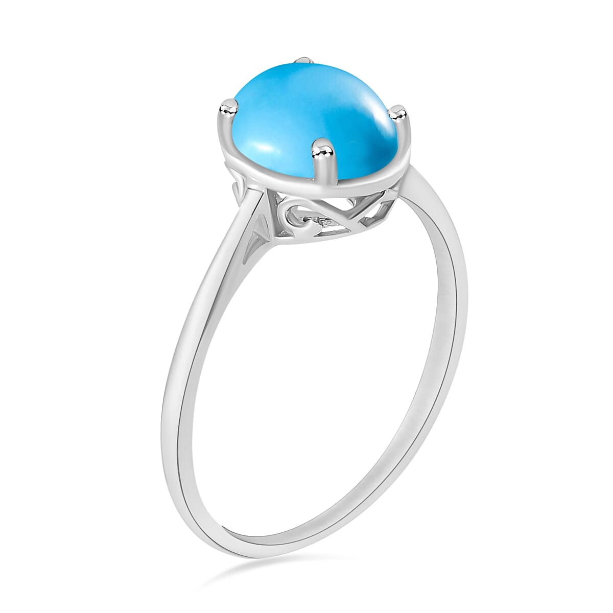 18K White Gold AAA Sleeping Beauty Turquoise Solitaire Ring in Gold Wt. 5.5 grams, 2.60 Ct 8003658 2