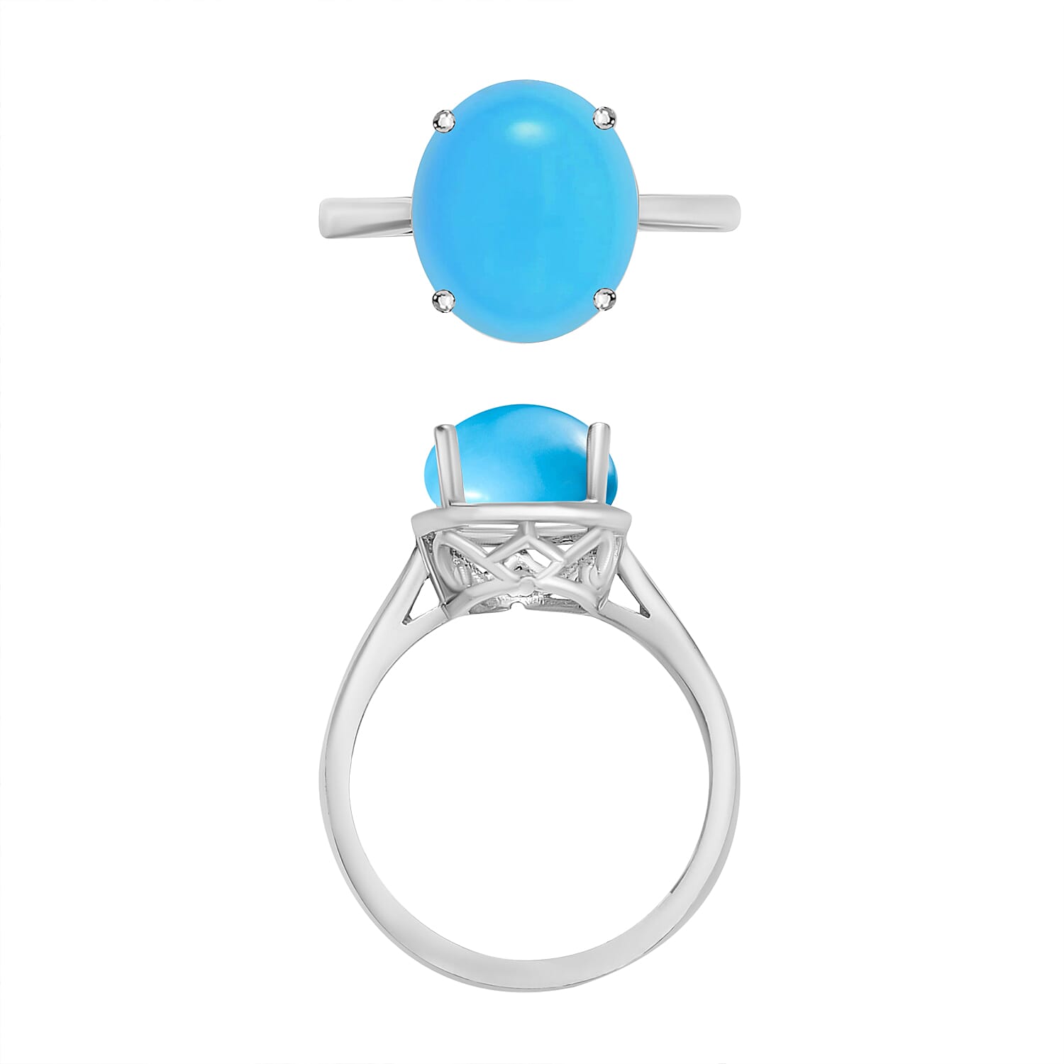 18K White Gold AAA Sleeping Beauty Turquoise Solitaire Ring in Gold Wt. 5.5 grams, 2.60 Ct 8003658 3