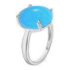 18K W Gold  AAA   Sleeping Beauty Turquoise  Solitaire Ring 5.50 ct,  Gold Wt. 5.5 Gms  5.500  Ct.