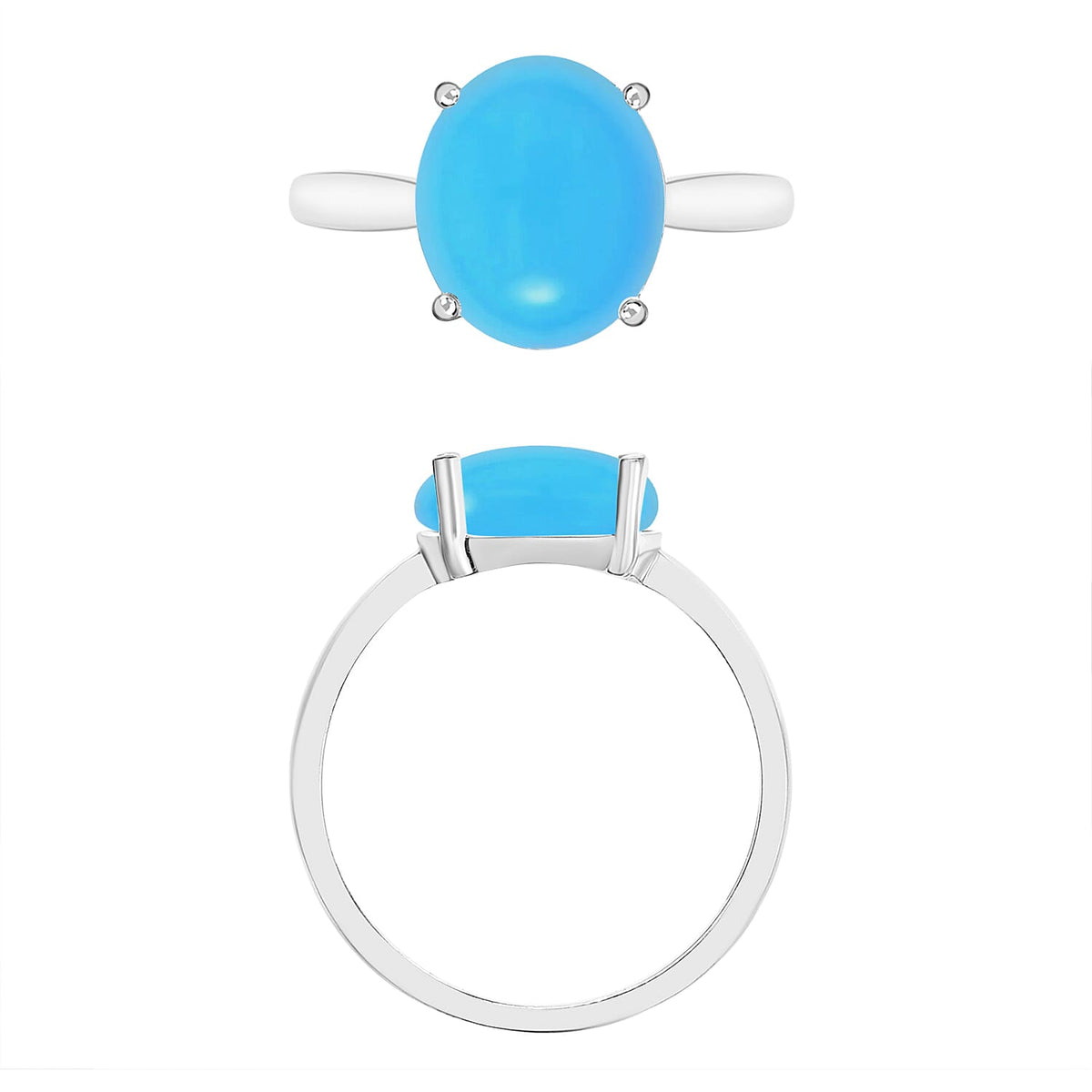18K White Gold AAA Sleeping Beauty Turquoise Solitaire Ring in Gold Wt. 5.5 grams, 5.50 Ct 8003828 3