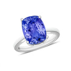 18K W Gold AAA Tanzanite Solitaire Ring 5.00 Ct, Gold Wt. 5.5 Gms