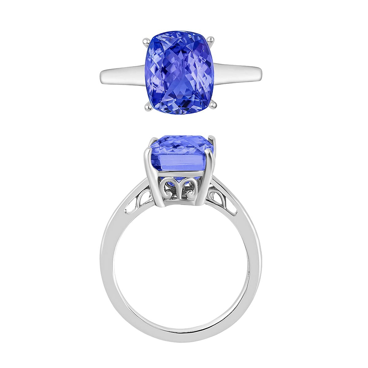 18K White Gold AAA Tanzanite Solitaire Ring, 5 Ct 8009747 3