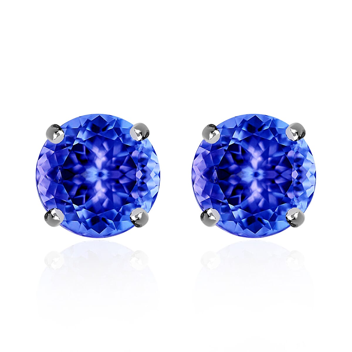 18K White Gold AAA Tanzanite Solitaire Stud Push Post Earrings 2.90 ct. 8000450 0