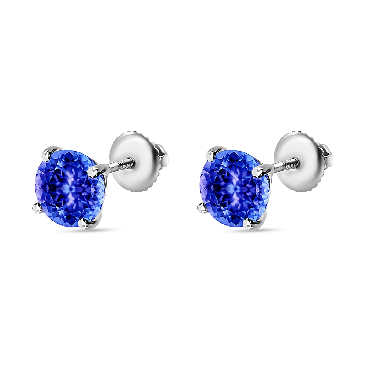 18K White Gold AAA Tanzanite Solitaire Stud Push Post Earrings 2.90 ct. 8000450 2