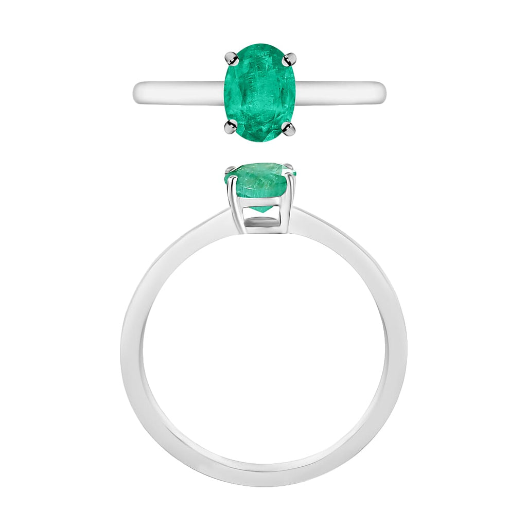 18K W Gold  AAA   Zambian Emerald  Solitaire Ring 0.82 ct,  Gold Wt. 5.5 Gms  0.820  Ct.
