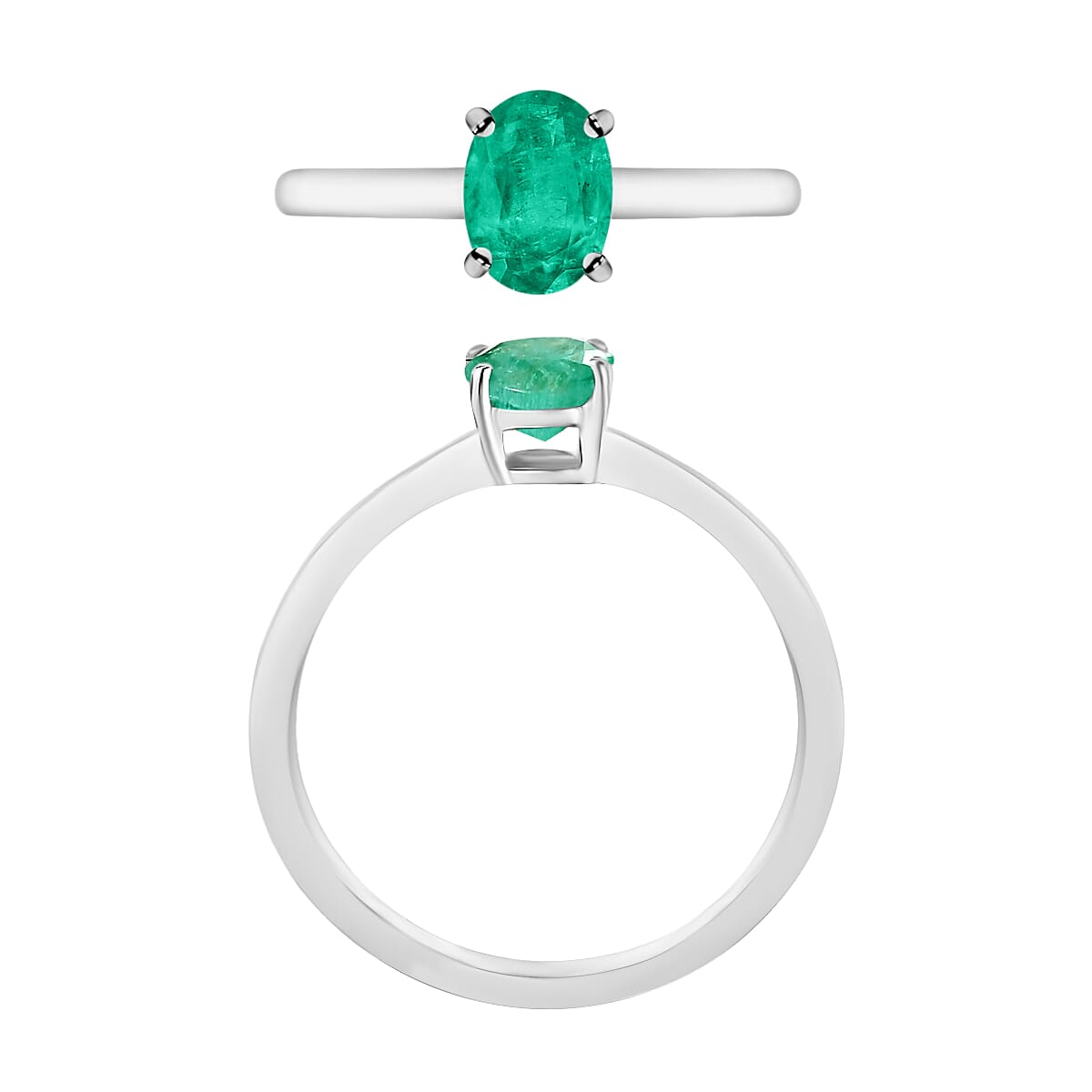 18K White Gold AAZambian Emerald Solitaire Ring in Gold Wt. 5.5 grams, 0.820 Ct 8002400 3