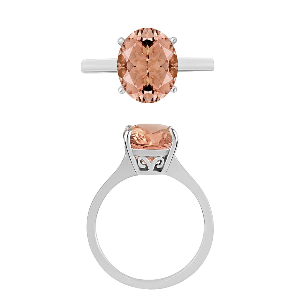 18K W Gold  AAAA   Pink Morganite  Solitaire Ring 5.05 ct,  Gold Wt. 5 Gms  5.050  Ct.