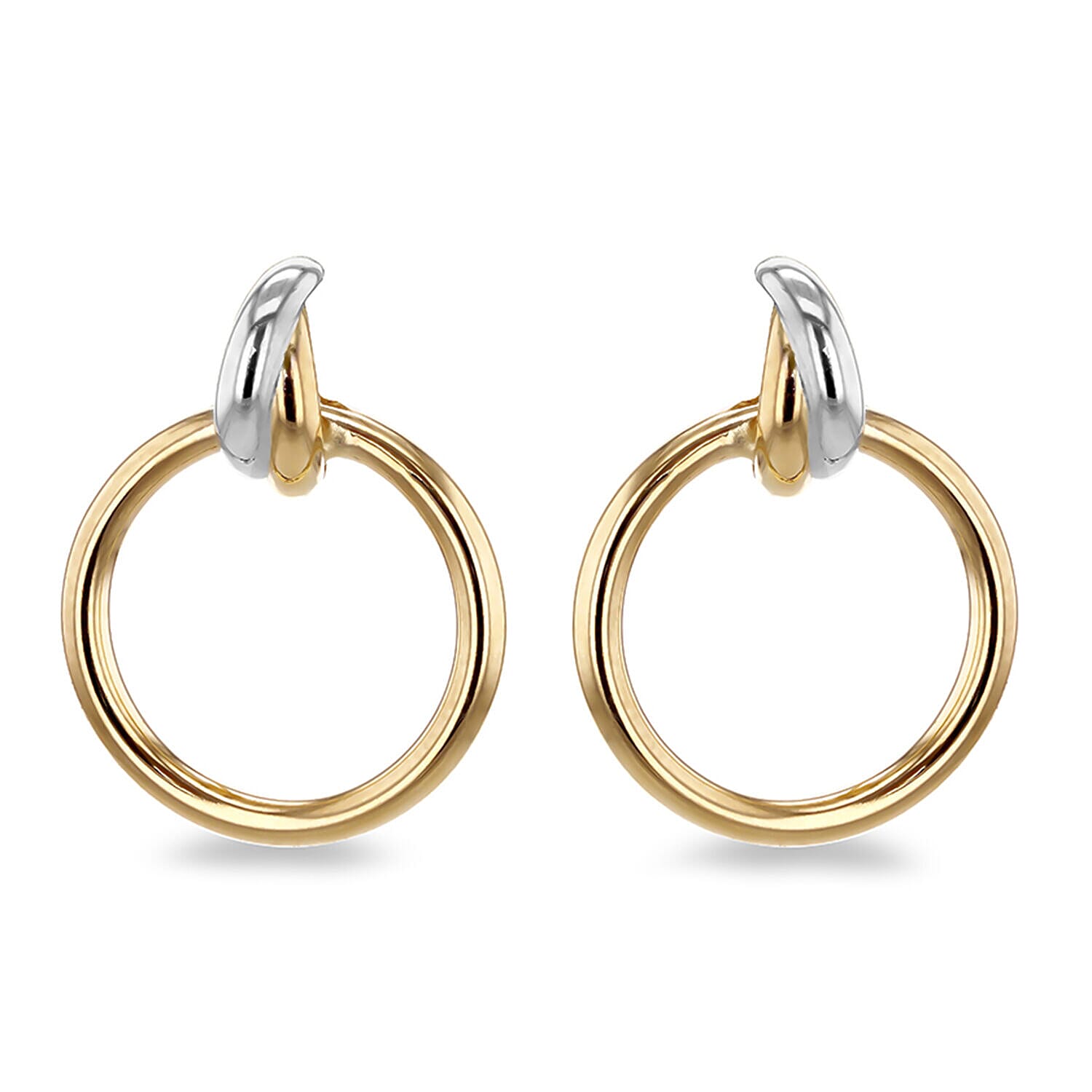 ILIANA 18K Two Colour Gold Yellow and White Gold Bail with Circle Stud Earrings 7343040 0