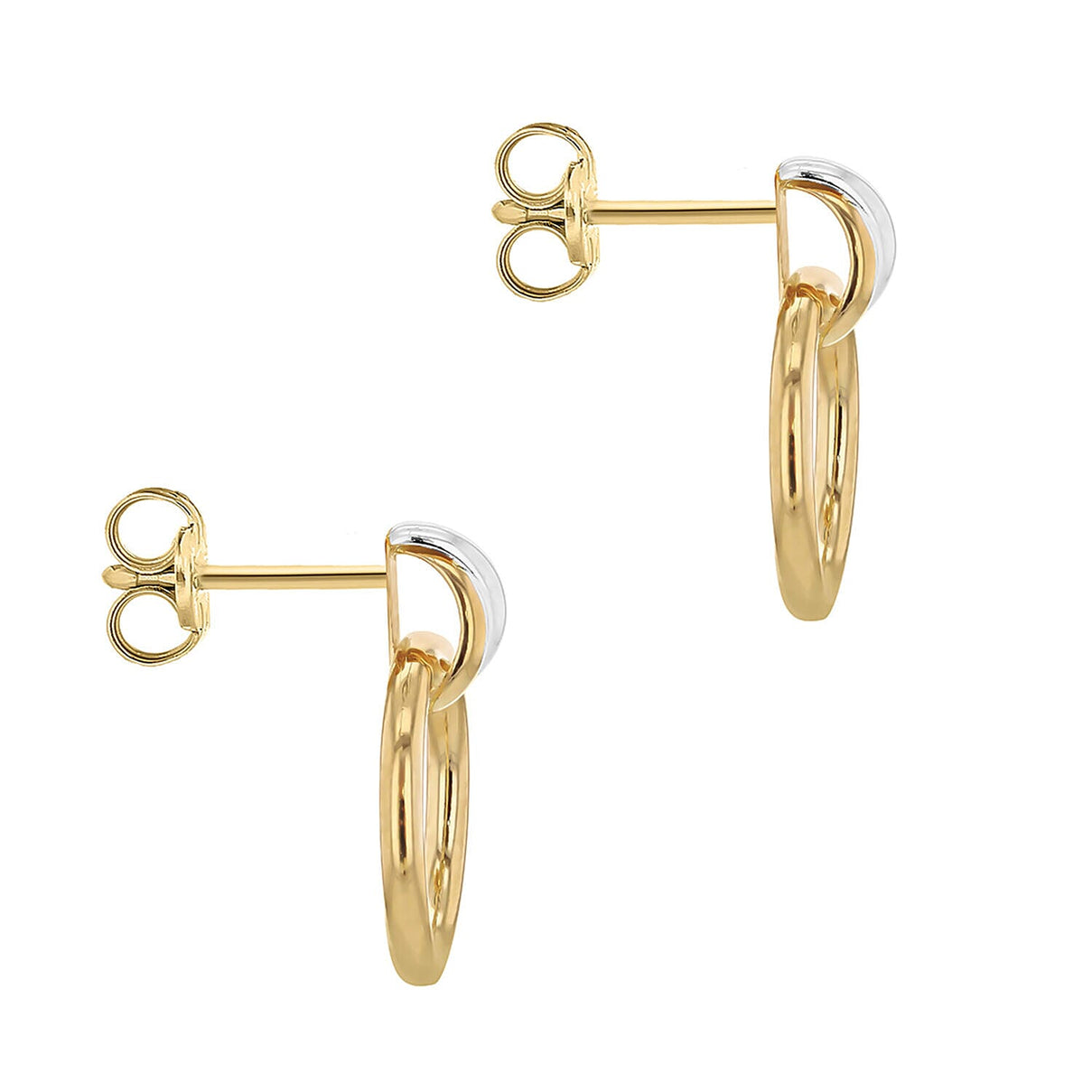 ILIANA 18K Two Colour Gold Yellow and White Gold Bail with Circle Stud Earrings 7343040 2