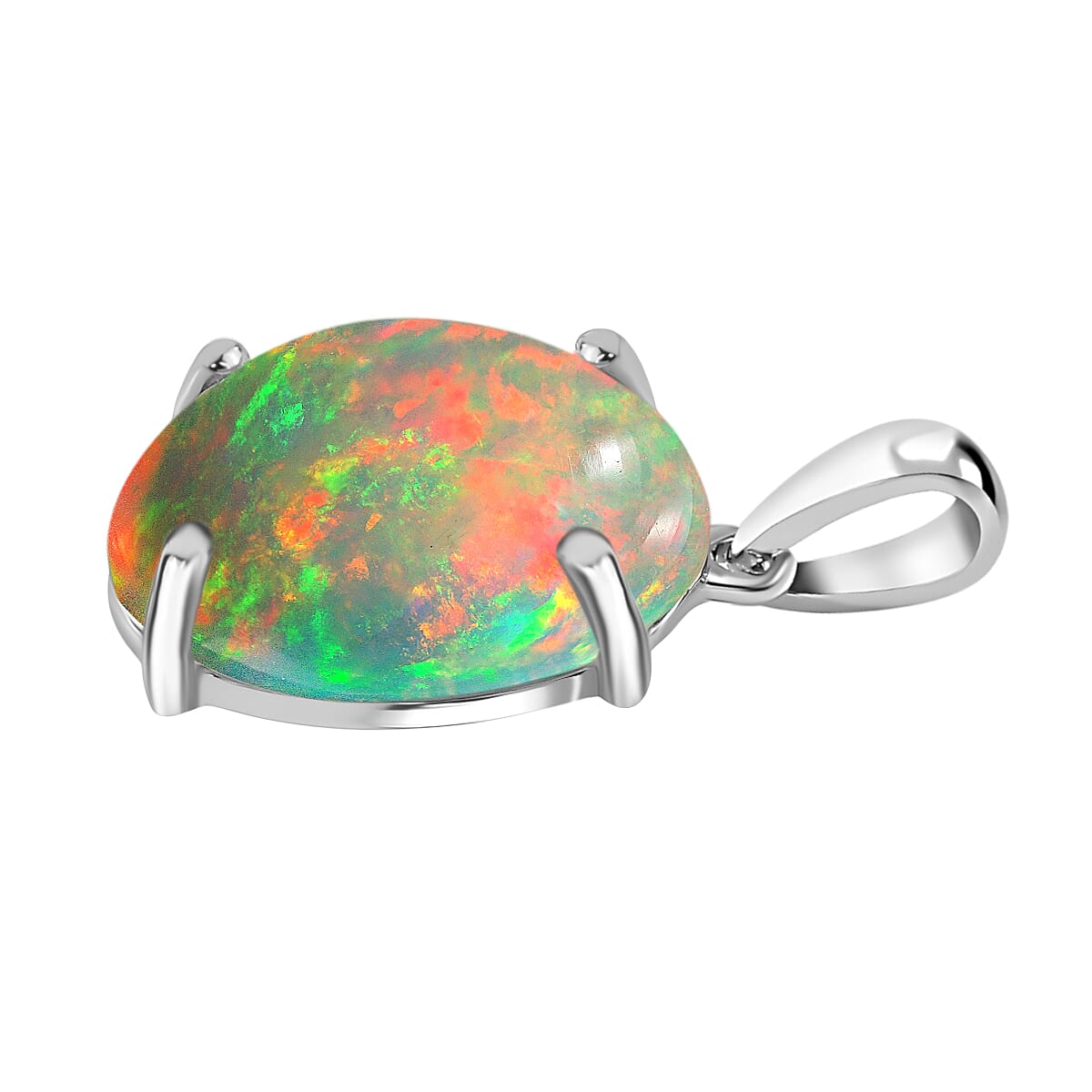 18K White Gold Ethiopian Opal Solitaire Pendant in Gold Wt. 2 grams, 5 Ct 8000360 2