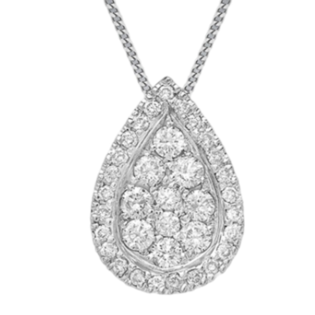 NY Close Out - 18K White Gold Full Cut Diamond ( I1 GH )Teardrop Pendant 0.50 Ct. 7747548 0