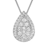 NY Close Out - 18K White Gold Full Cut Diamond (I1 - GH)Teardrop Pendant 0.50 Ct.
