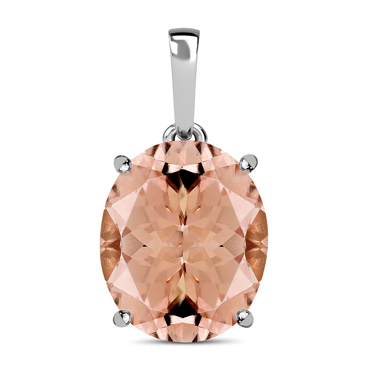 18K White Gold Morganite Solitaire Pendant 4.40 Ct 8000090 0