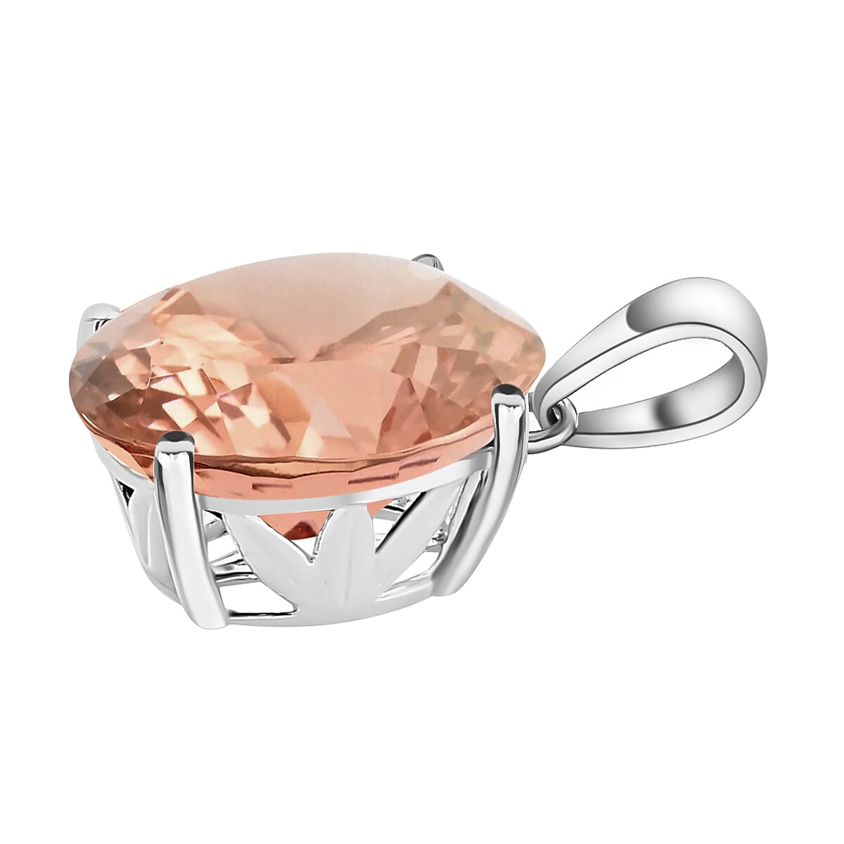 18K White Gold Morganite Solitaire Pendant 4.40 Ct 8000090 2