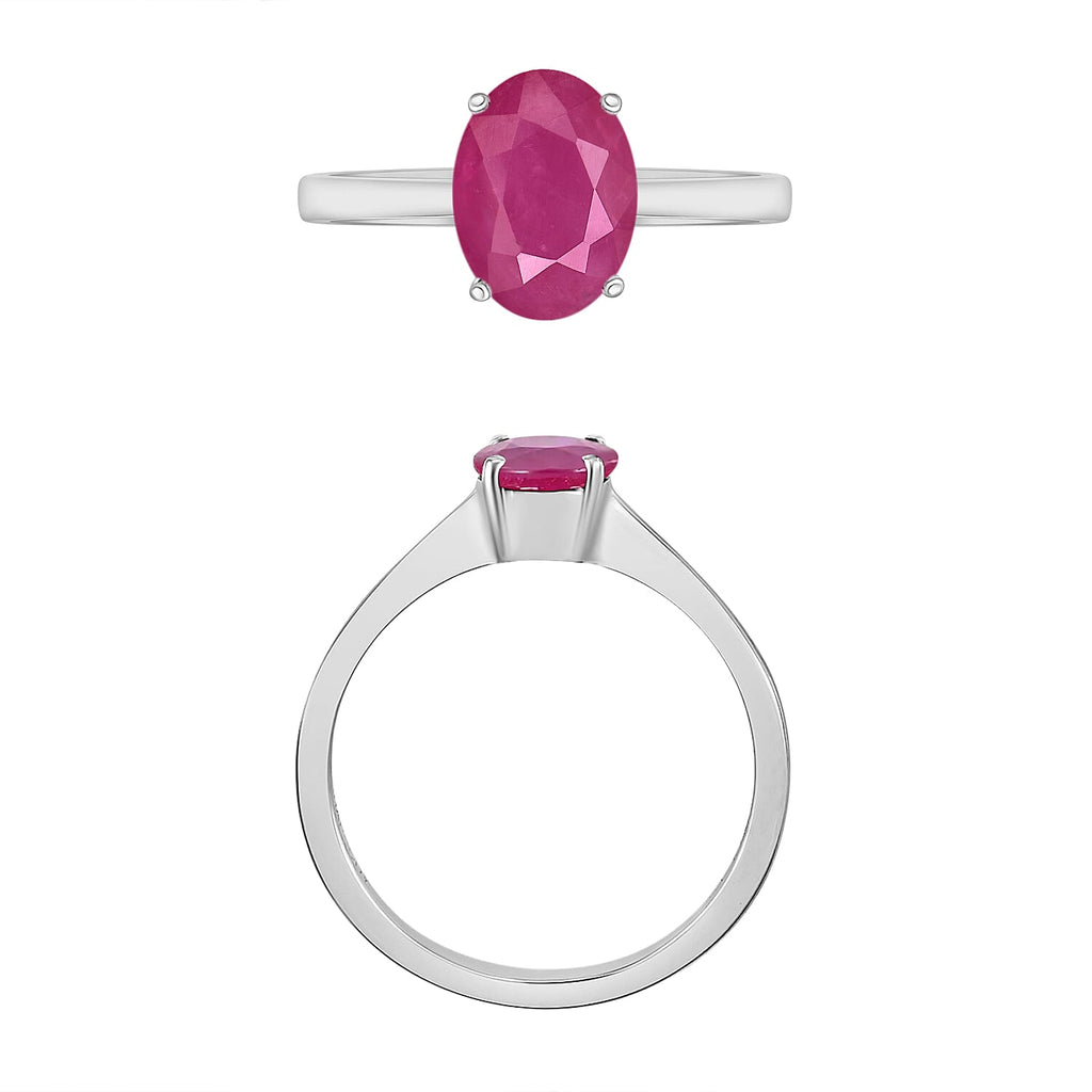 18K W Gold   Mozambique Ruby  Solitaire Ring 1.60 ct,  Gold Wt. 5.5 Gms  1.600  Ct.