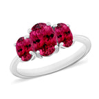 18K W Gold   Rubellite  3 Stone Ring 2.60 ct,  Gold Wt. 4 Gms  2.600  Ct.