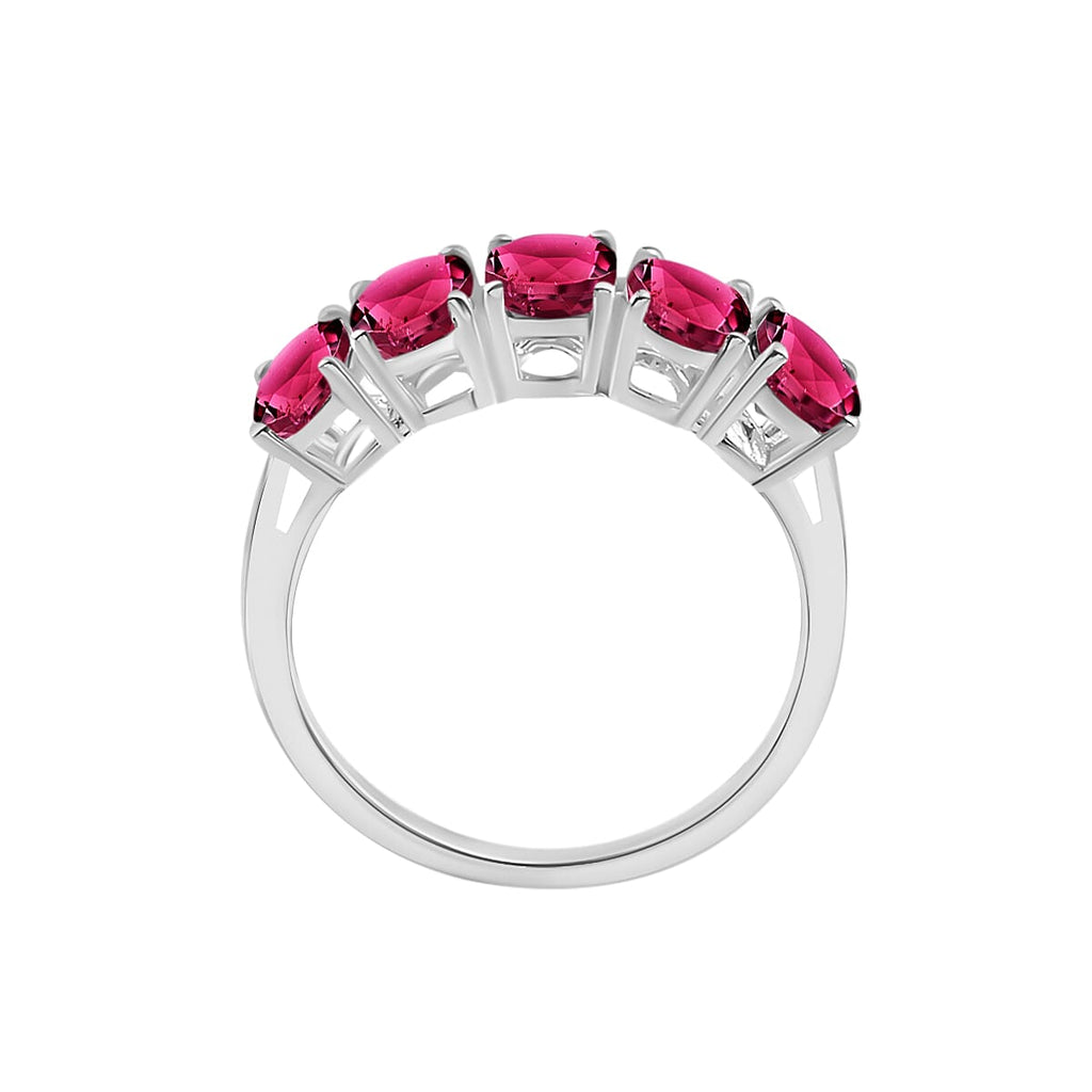 18K W Gold   Rubellite  5 Stone Ring 5.00 ct,  Gold Wt. 5.5 Gms  5.000  Ct.
