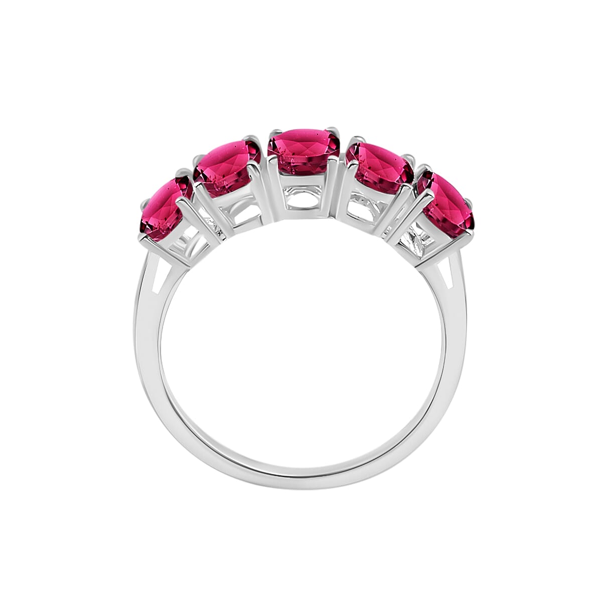 18K White Gold Rubellite 5 Stone Ring in Gold Wt. 5.5 grams, 5 Ct 8008387 3