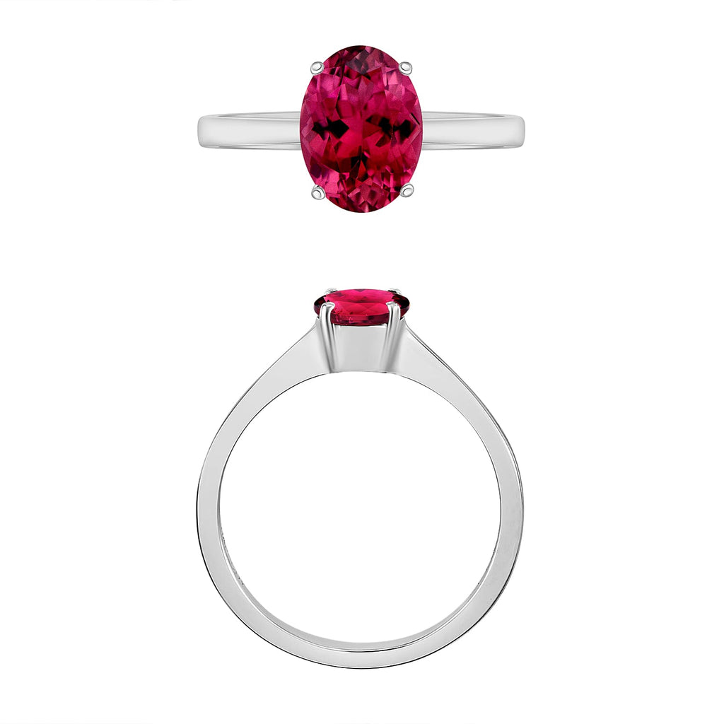 18K W Gold   Rubellite  Solitaire Ring 1.30 ct,  Gold Wt. 5.5 Gms  1.300  Ct.