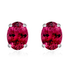 18K W Gold   Rubellite  Solitaire Stud Push Post Earring 1.66 ct,  Gold Wt. 2.7 Gms  1.660  Ct.