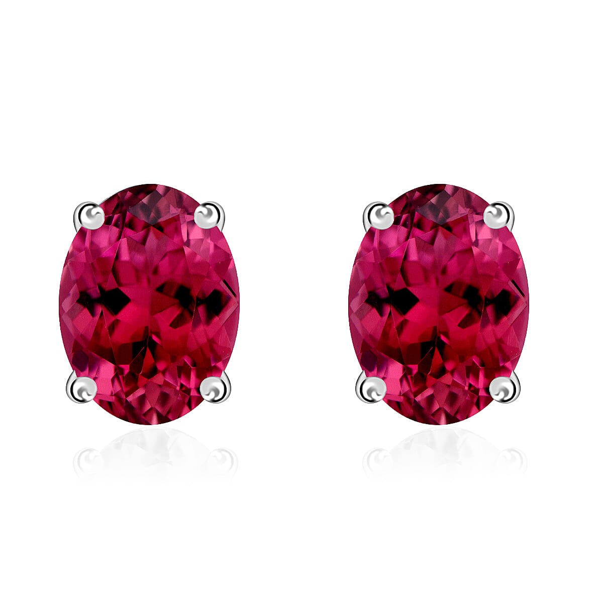 18K White Gold Rubellite Solitaire Stud Push Post Earring in Gold Wt. 2.7 grams, 1.660 Ct 8000540 0