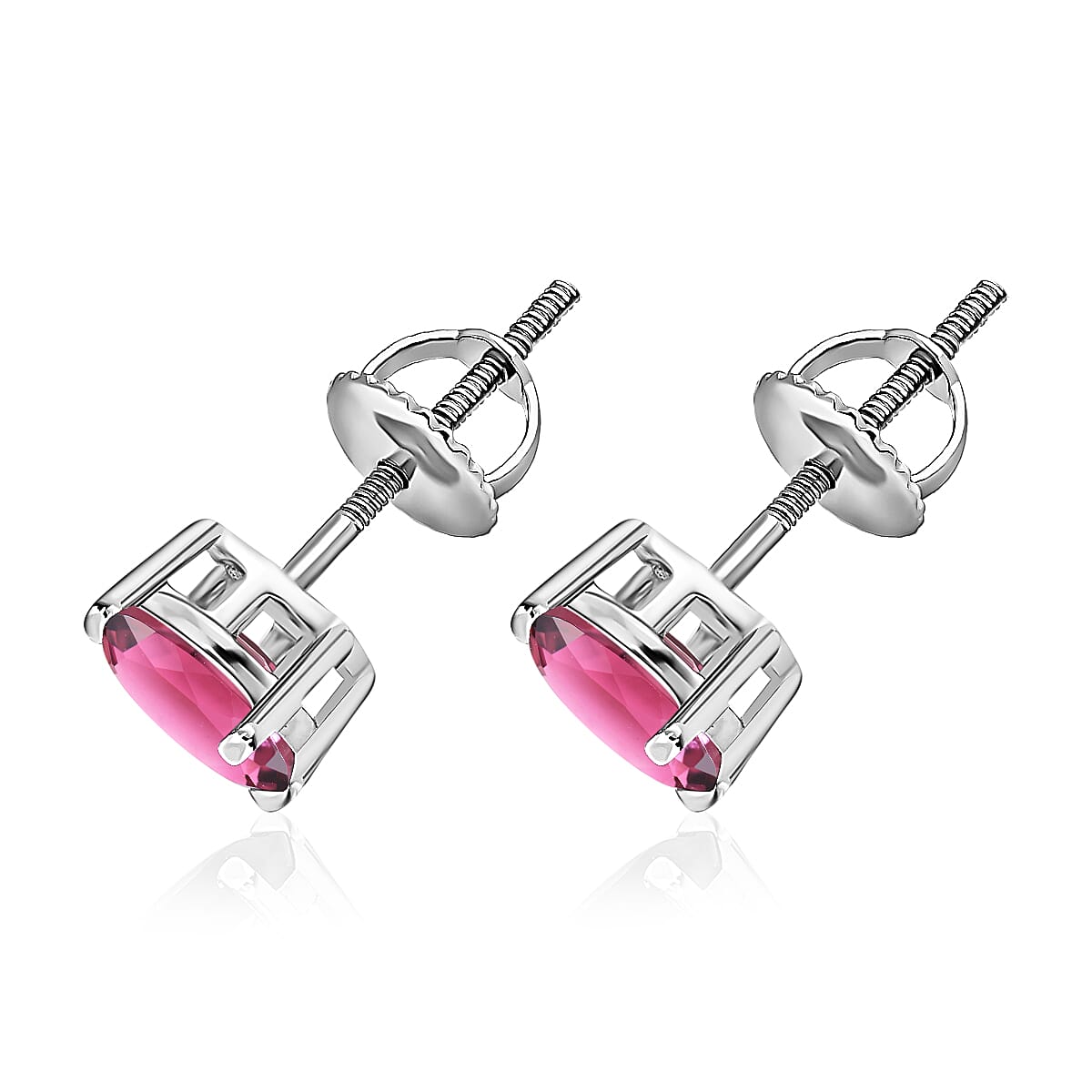 18K White Gold Rubellite Solitaire Stud Push Post Earring in Gold Wt. 2.7 grams, 1.660 Ct 8000540 2