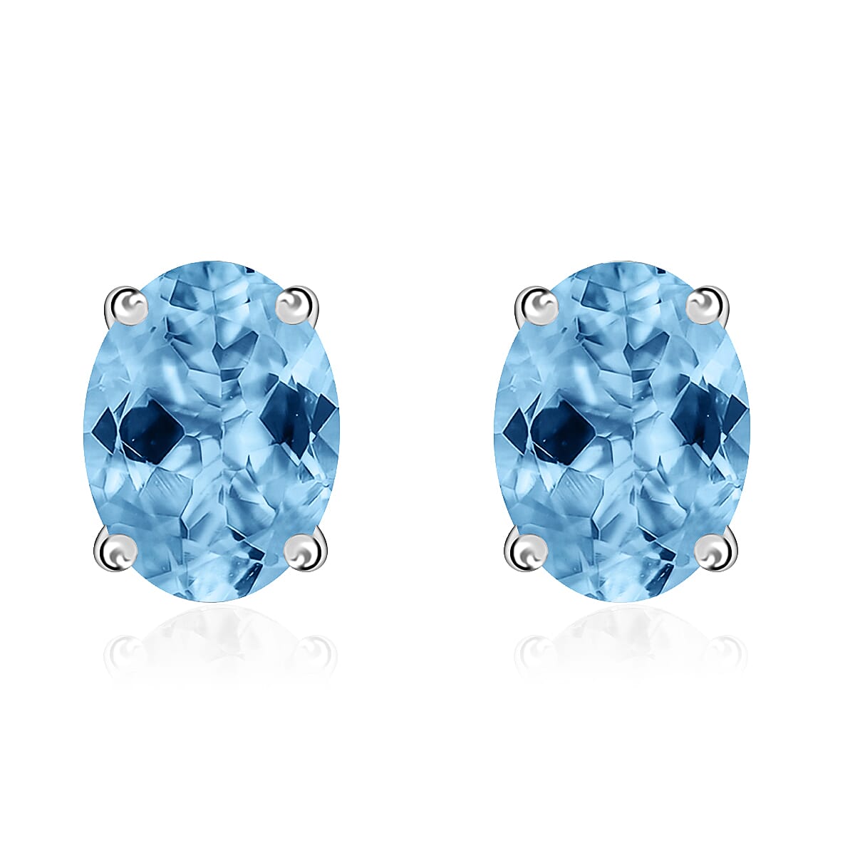 18K White Gold Santamaria Aquamarine Solitaire Stud Push Post Earrings 8000686 0