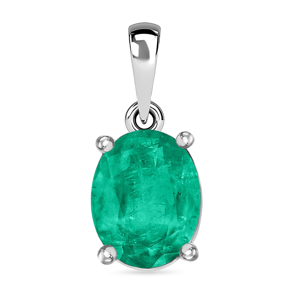 18K W Gold   Zambian Emerald  Solitaire Pendant 1.80 ct,  Gold Wt. 2.75 Gms  1.800  Ct.