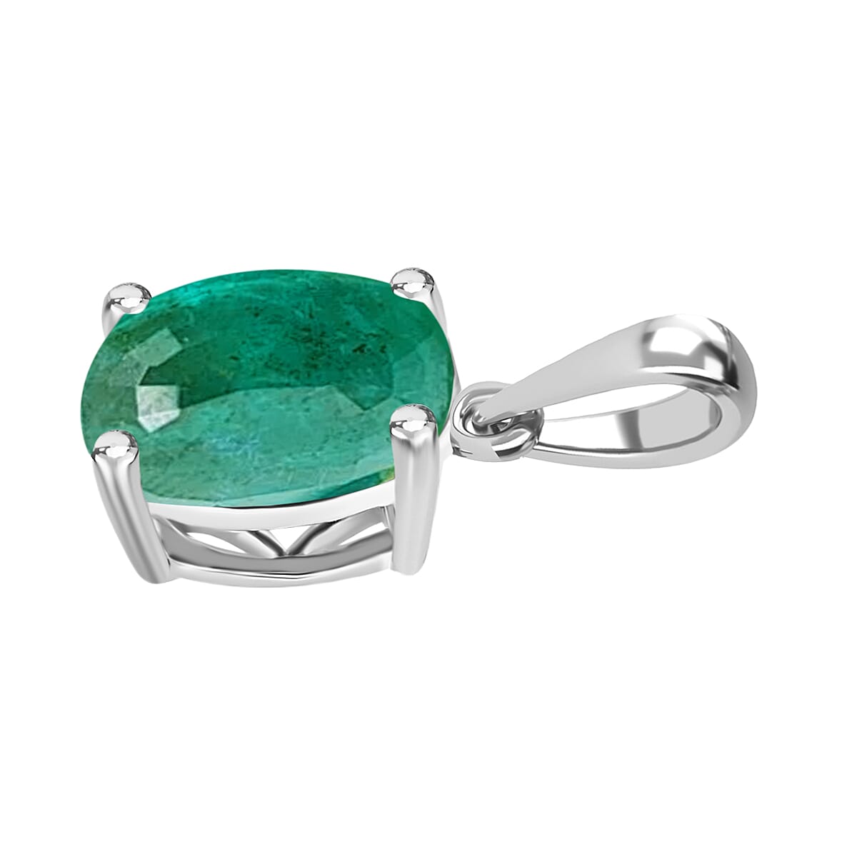 18K White Gold Zambian Emerald Solitaire Pendant 1.80 ct. 8000254 2