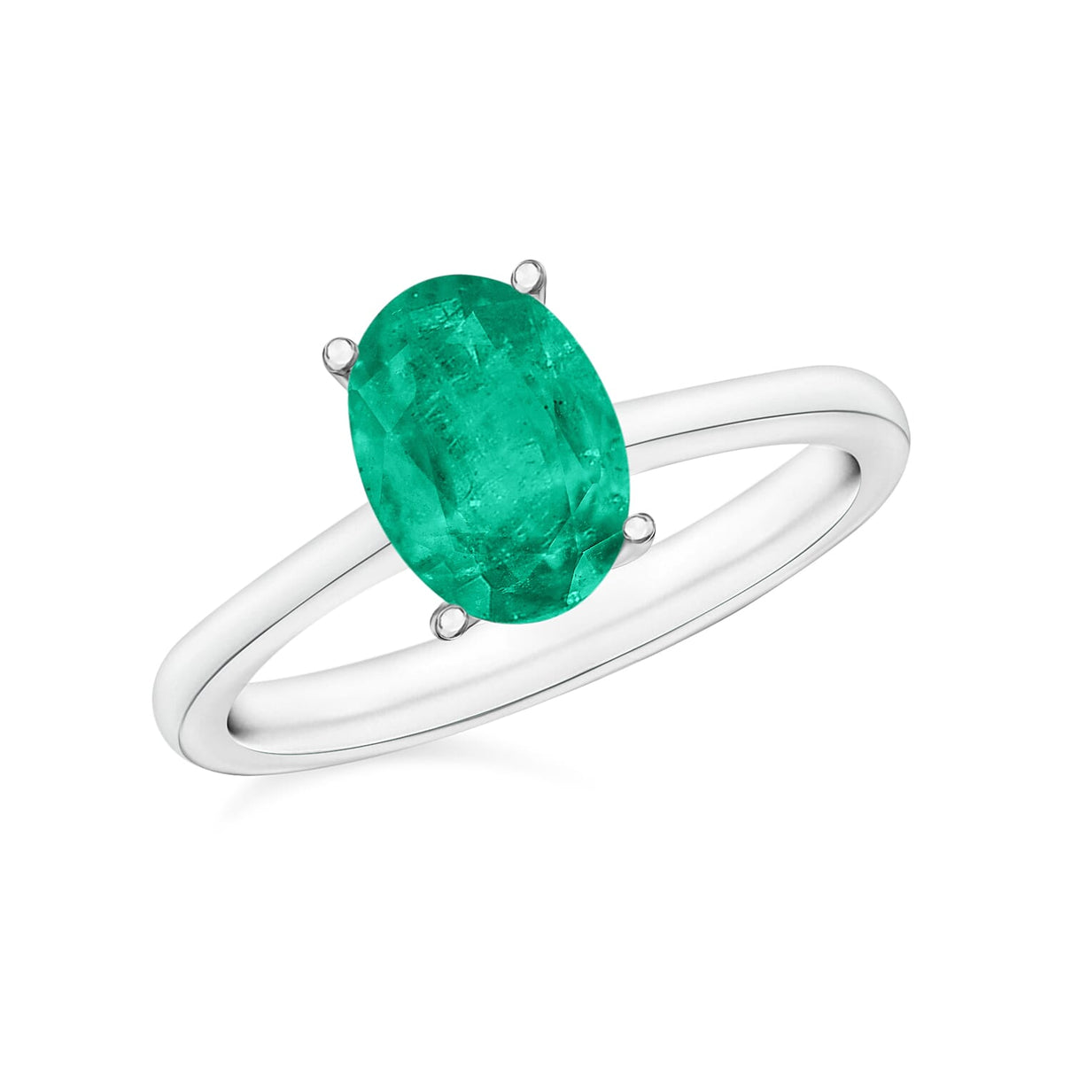 18K White Gold Zambian Emerald Solitaire Ring in Gold Wt. 5.5 grams, 1.20 Ct 8002570 0