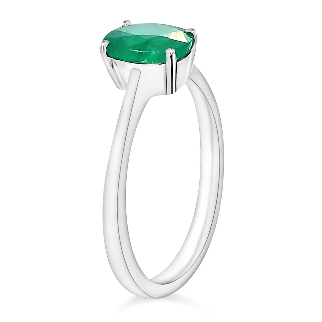 18K W Gold   Zambian Emerald  Solitaire Ring 1.20 ct,  Gold Wt. 5.5 Gms  1.200  Ct.