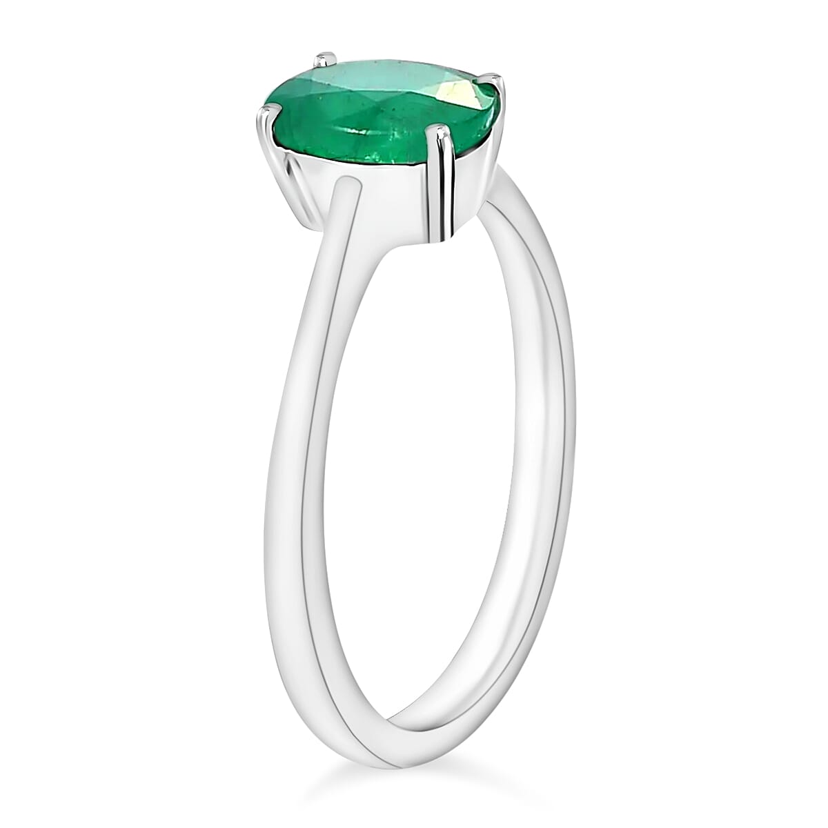 18K White Gold Zambian Emerald Solitaire Ring in Gold Wt. 5.5 grams, 1.20 Ct 8002570 2