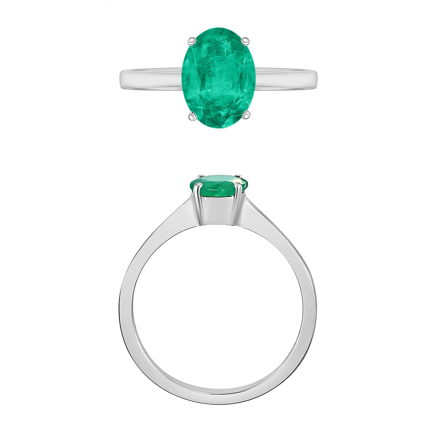 18K White Gold Zambian Emerald Solitaire Ring in Gold Wt. 5.5 grams, 1.20 Ct 8002570 3