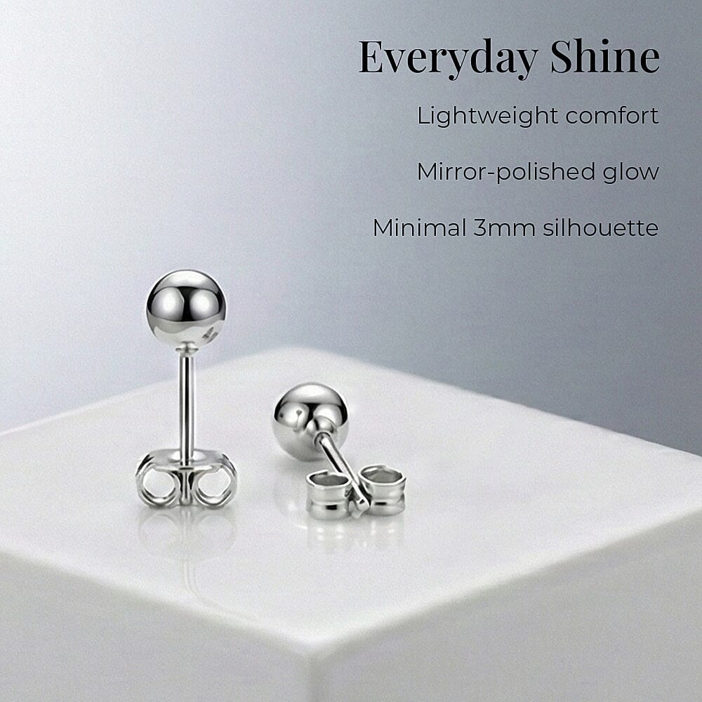ILIANA 18K White Gold 3mm Polished Ball Stud Earrings 7190229 4