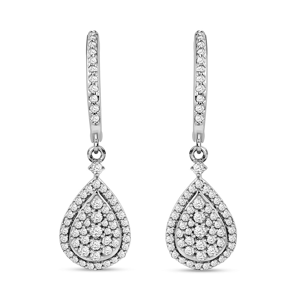 18K White Gold I3 Diamond GH Earrings 0.50 Ct, Gold Wt. 2.41 Gms