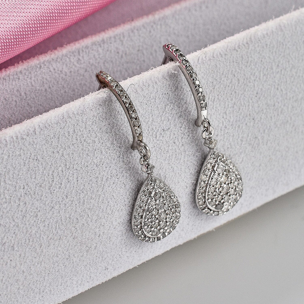 18K White Gold I3 Diamond GH Earrings 0.50 Ct, Gold Wt. 2.41 Gms