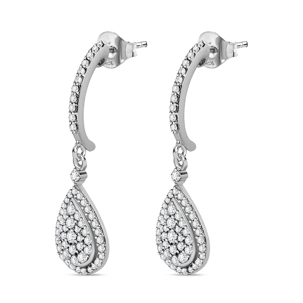 18K White Gold I3 Diamond GH Earrings 0.50 Ct, Gold Wt. 2.41 Gms