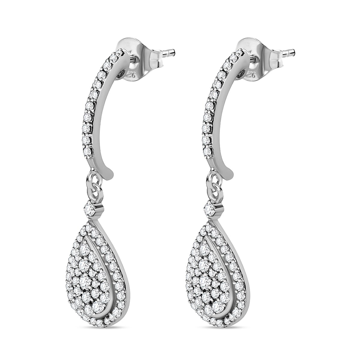 18K White Gold I3 White Diamond GH, I3 Earring in Rhodium Overlay 0.50 ct,  Gold Wt. 2.41 Gms  0.500  Ct. 7572069 2