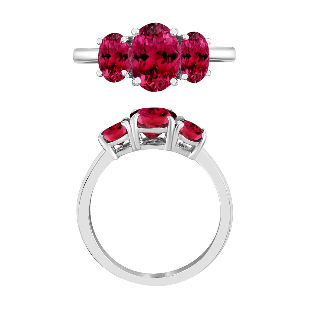 18K W Gold   Rubellite  3 Stone Ring 2.60 ct,  Gold Wt. 4 Gms  2.600  Ct.