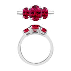 18K W Gold   Rubellite  3 Stone Ring 2.60 ct,  Gold Wt. 4 Gms  2.600  Ct.