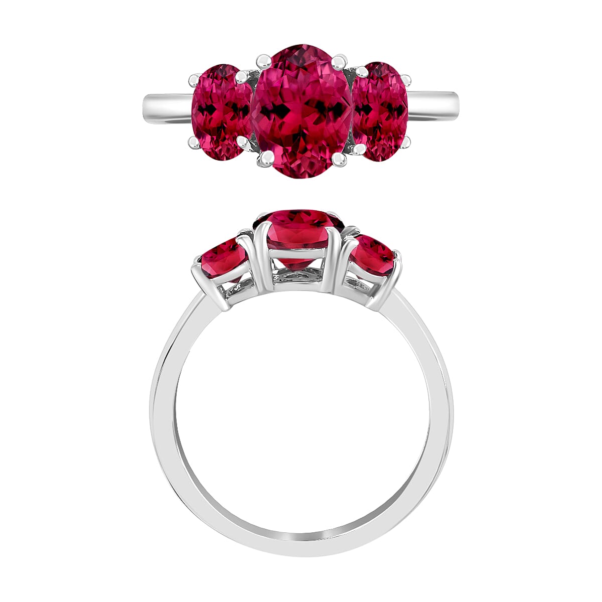 18K White Gold Rubellite 3 Stone Ring in Gold Wt. 4 grams, 2.60 Ct 8007044 4