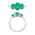 18K W Gold   Zambian Emerald  3 Stone Ring 2.12 ct,  Gold Wt. 5.5 Gms  2.120  Ct.