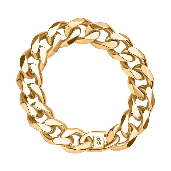 Designer Inspired - 18K Yellow Gold Overlay Sterling Silver Curb Ring 7895746 1