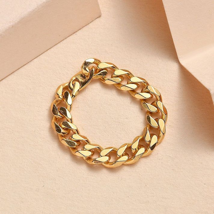 Designer Inspired - 18K Yellow Gold Overlay Sterling Silver Curb Ring 7895746 2