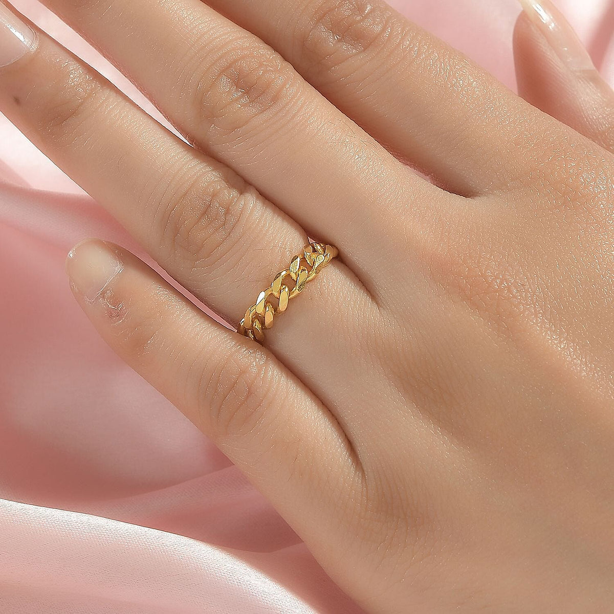Designer Inspired - 18K Yellow Gold Overlay Sterling Silver Curb Ring 7895742 3