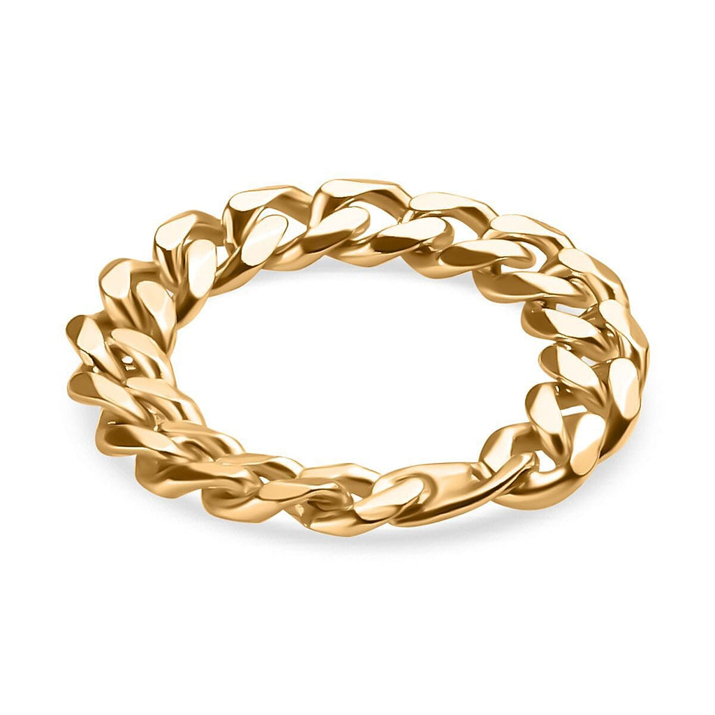 Designer Inspired - 18K Yellow Gold Overlay Sterling Silver Curb Ring
