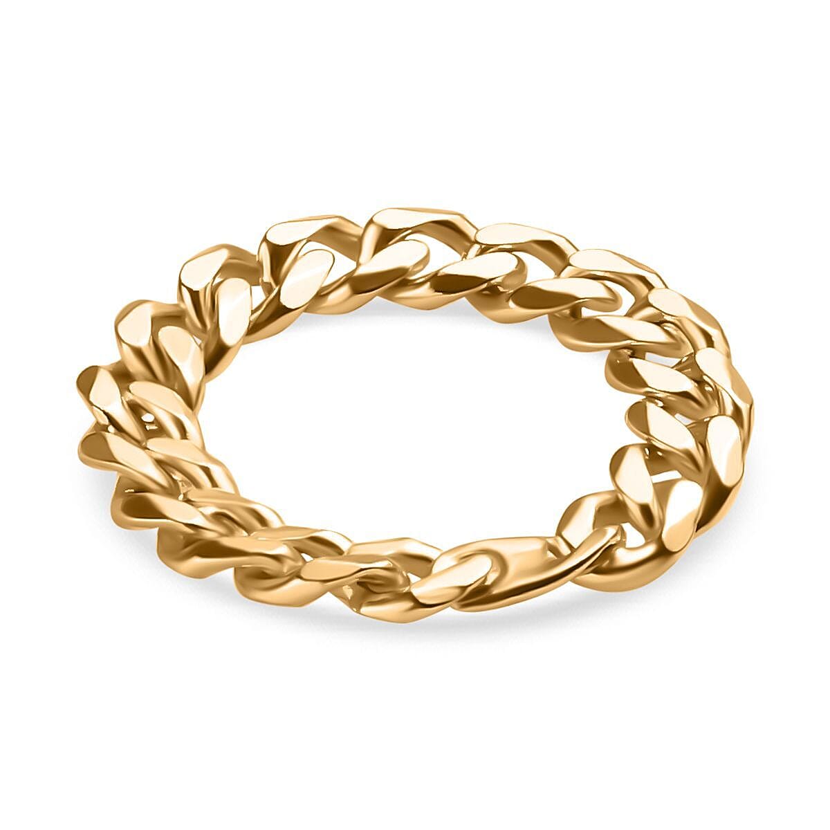 Designer Inspired - 18K Yellow Gold Overlay Sterling Silver Curb Ring 7895742 4